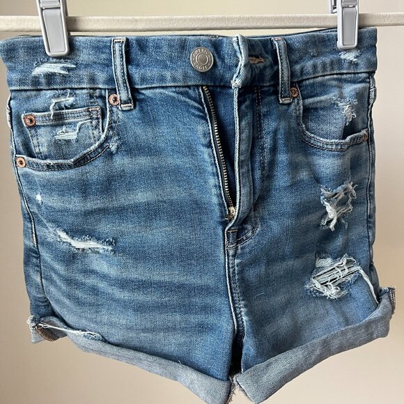 AE Curvy High-Waisted Denim Short Short - Picture 1 of 7